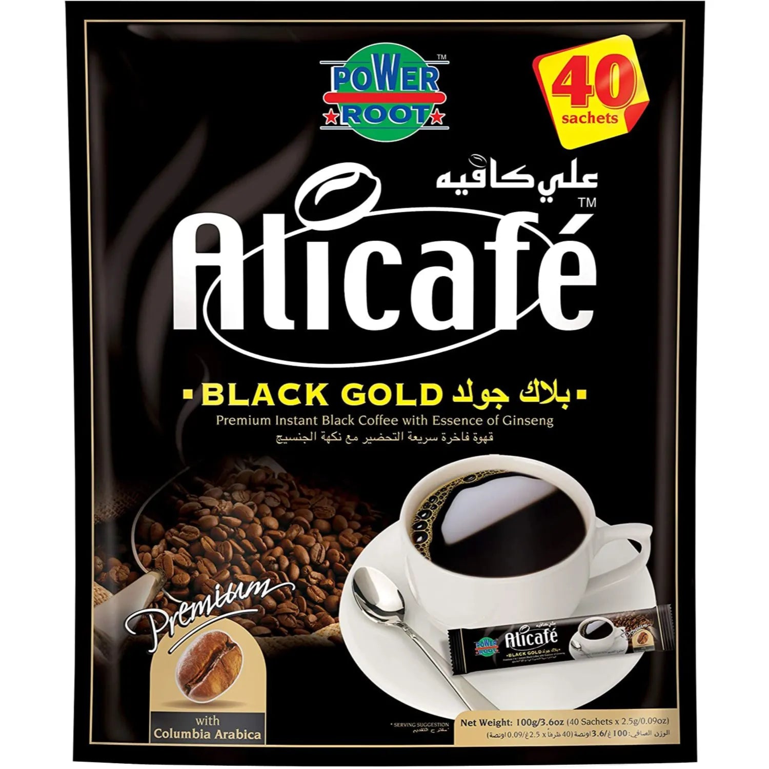 Ali Cafe Black Gold Instant Coffee, 40x2.5g
