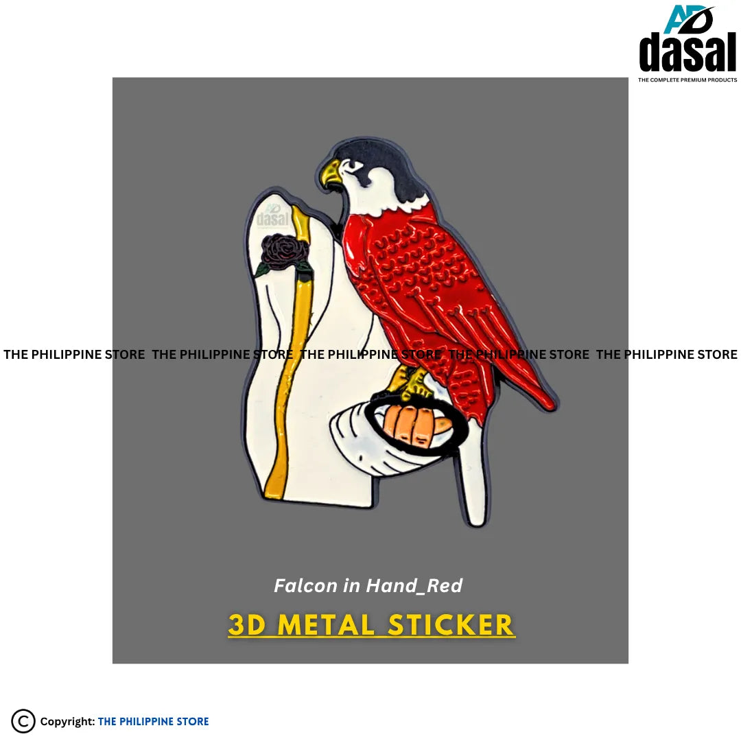 3D Metal Sticker- Falcon In Hand_Red
