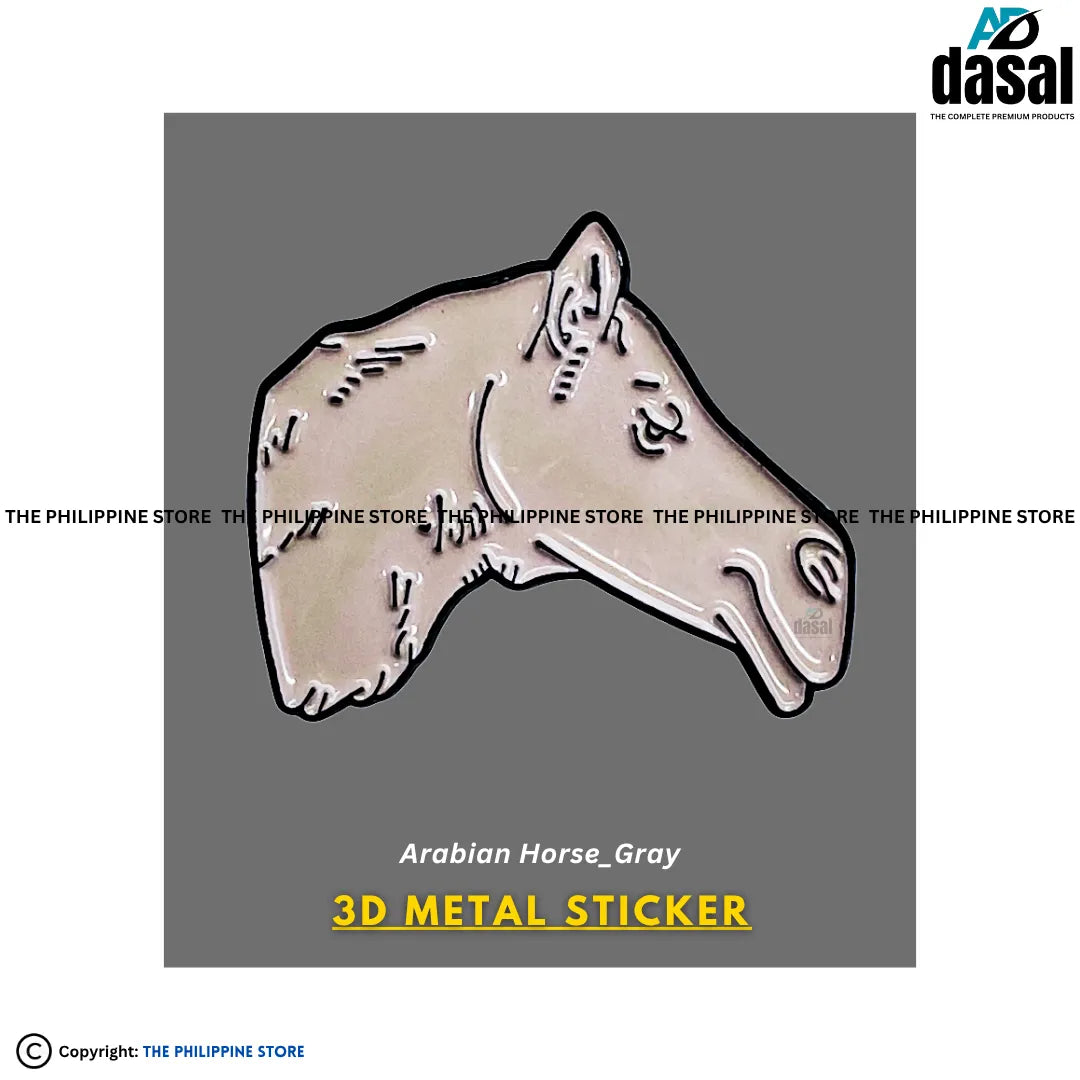 3D Metal Sticker- Arabian Horse_Gray