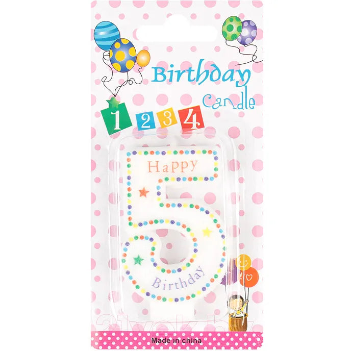 BIRTHDAY NUMBER CANDLE 5