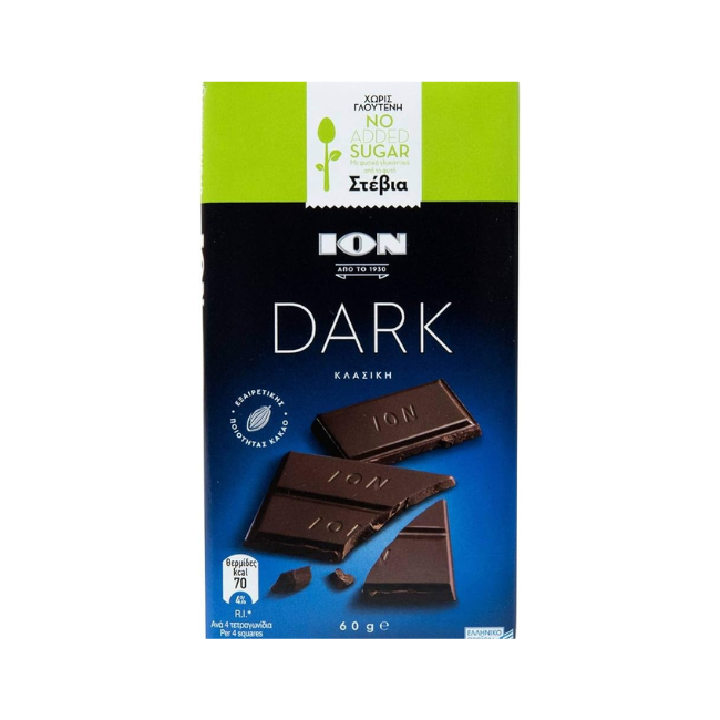 ION DARK CHOCOLATE  NO ADDED SUGAR 60GM