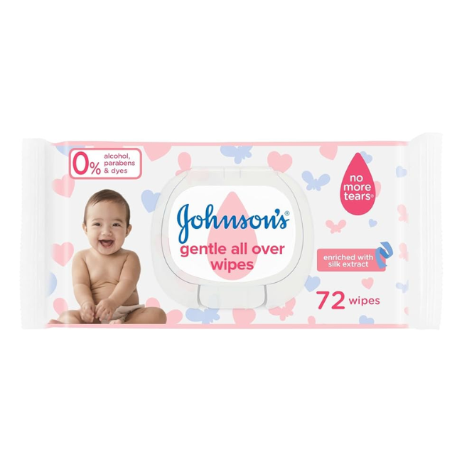 JOHNSONS GENTLE ALL OVER WIPES 72WIPES