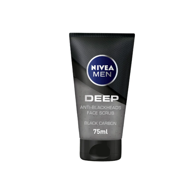 NIVEA MEN Face Scrub Exfoliating, DEEP Anti-Blackheads Black Carbon, 75ml