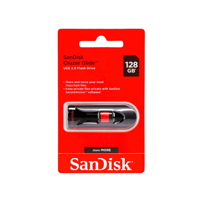 Sandisk Cruzer Glide 2.0 Usb Flash Drive, 128Gb