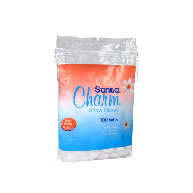Sanita Charm Cotton Balls White 100 pcs
