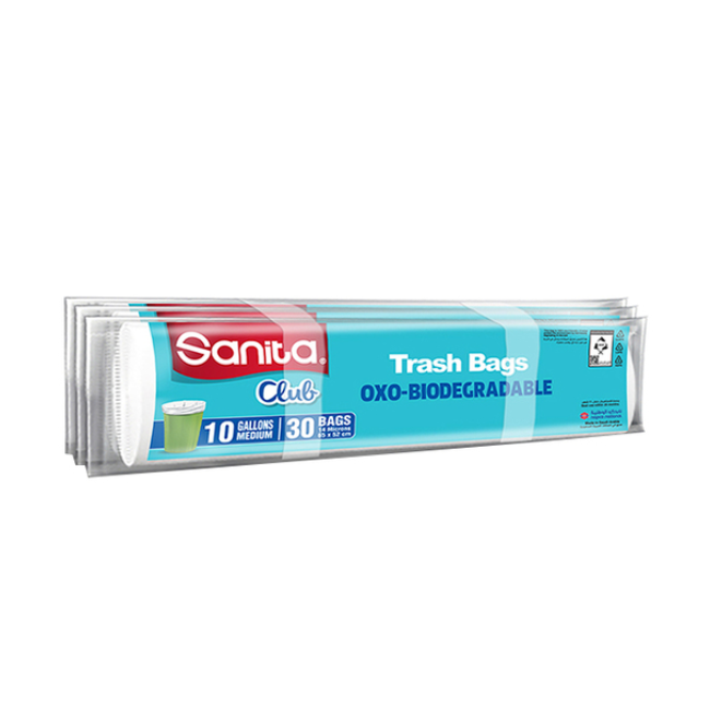 Sanita Club Biodegradable Trash Bags, 10 Gallons, 30 Bags