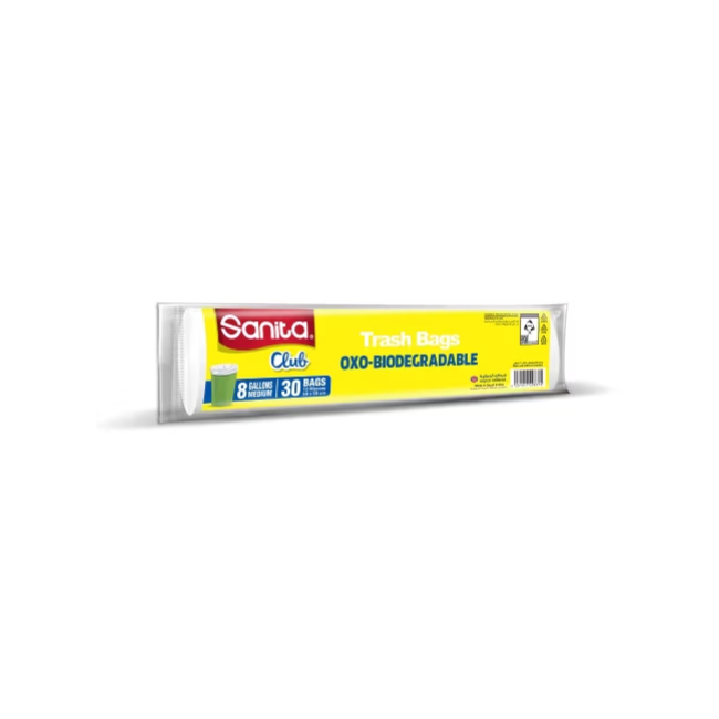 Sanita Club Biodegradable Trash Bags, 8 Gallons, 30 Bags