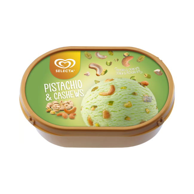 Selecta Pistachio & Cashews Ice Cream Tub 750 ml