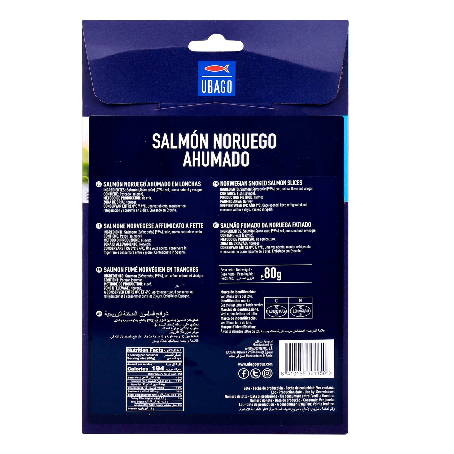 Ubago Norwegian Smoked Salmon Slices 80 g