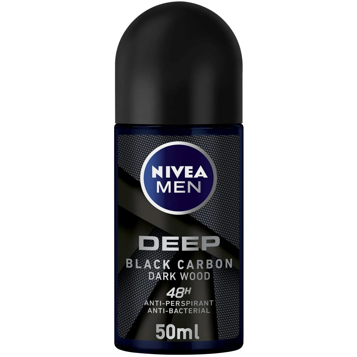 Nivea Men Deep Black Carbon Antibacterial Dark Wood Scent Antiperspirant Roll-On, 50Ml