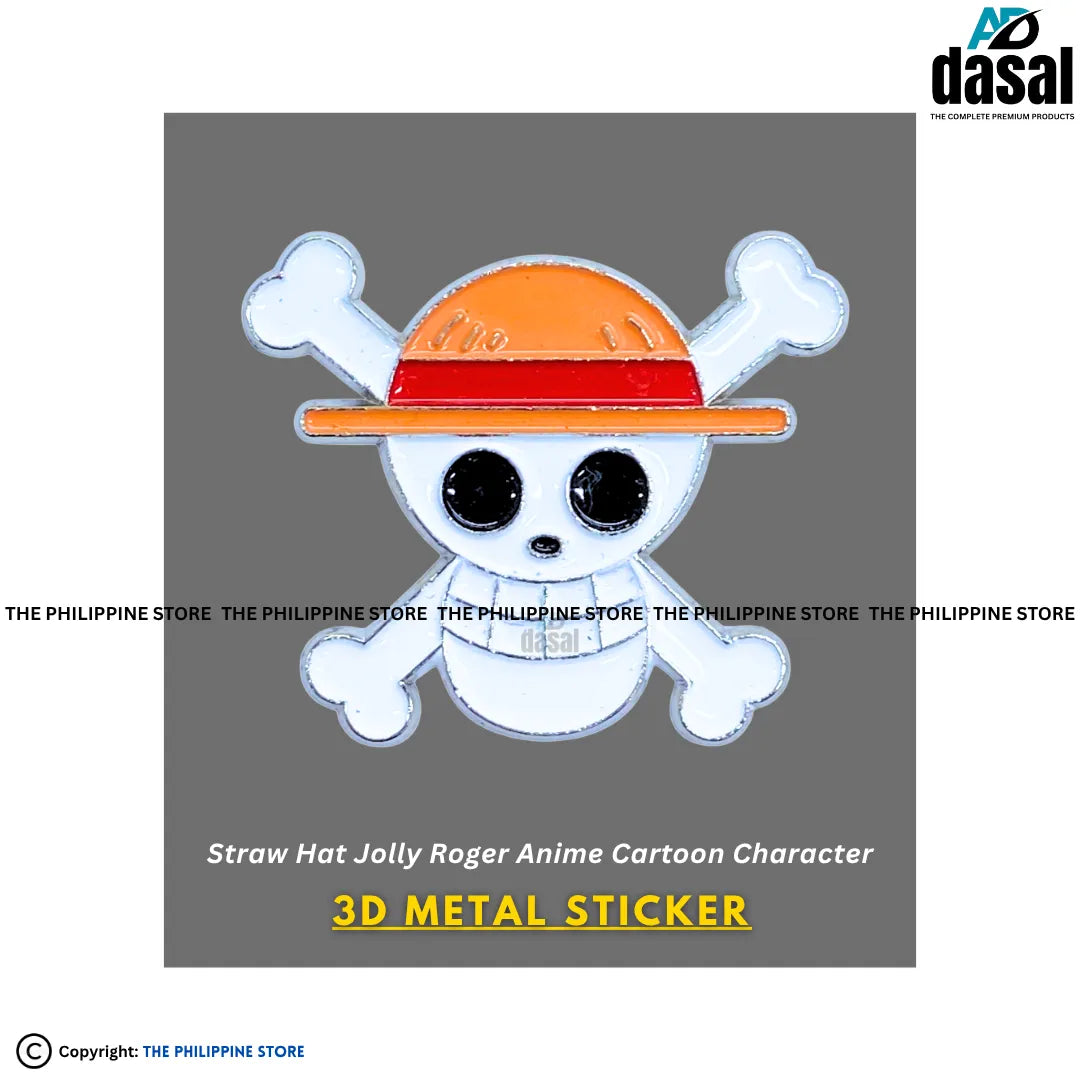 3D Metal Sticker- Straw Hat Jolly Roger Anime Cartoon Character