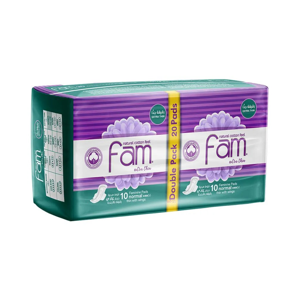 Fam Extra Thin Normal Sanitary Pads, 20 Pads