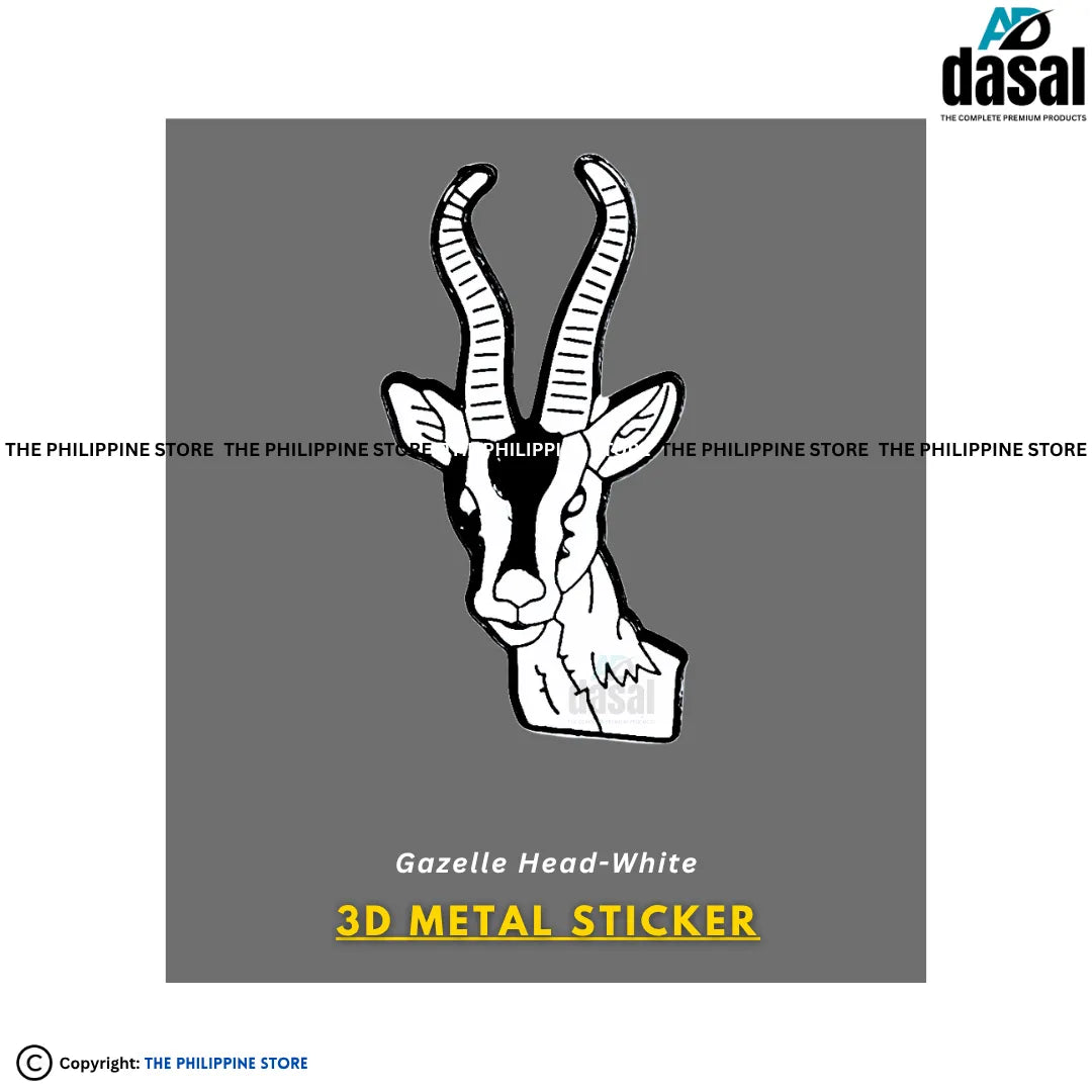 3D Metal Sticker- Gazelle Head-White