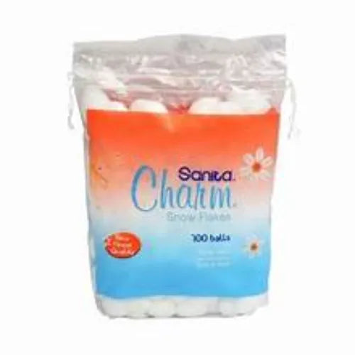 Sanita Charm White Cotton Balls, 100 Pieces