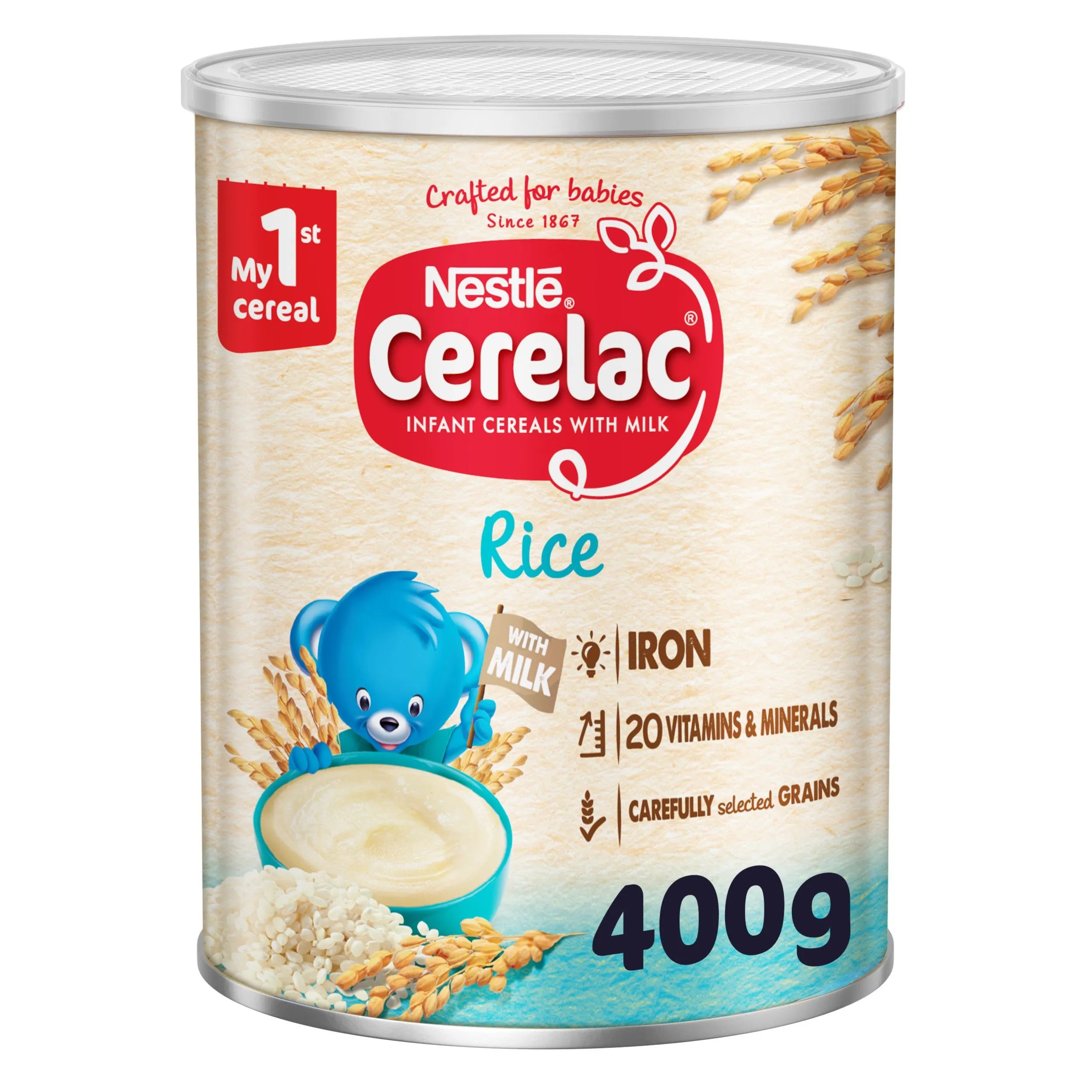 Nestle Cerelac Rice Infant Cereals With Iron+ Tin, From 6 Months, 400g