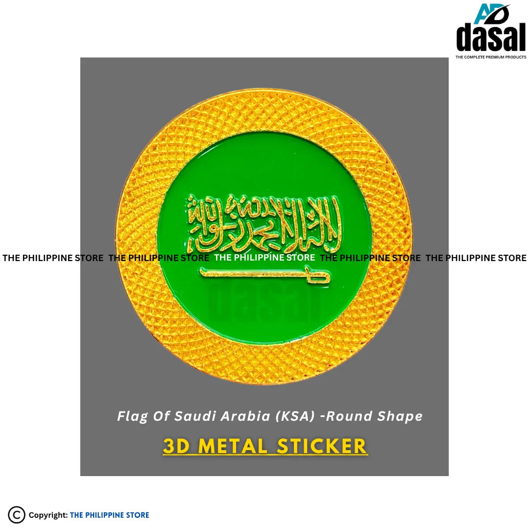 3D Metal Sticker- Flag Of Saudi Arabia (Ksa) -Round Shape