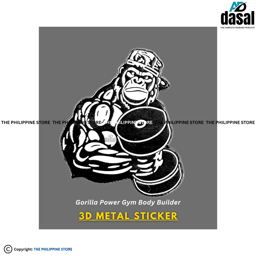 3D Metal Sticker- Gorilla Power Gym Body Builder