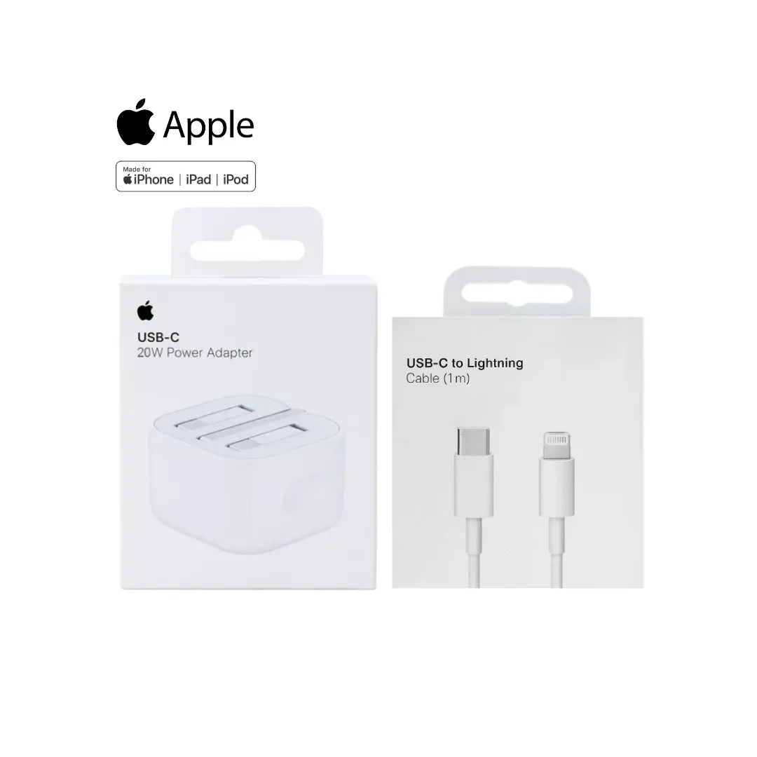 Apple 20W Usb-C Power Adapter A2344 + Apple Usb-C To Lightning Cable 1 Meter A2561 (Multi Value Combo Pack) ( 20W + C-L )