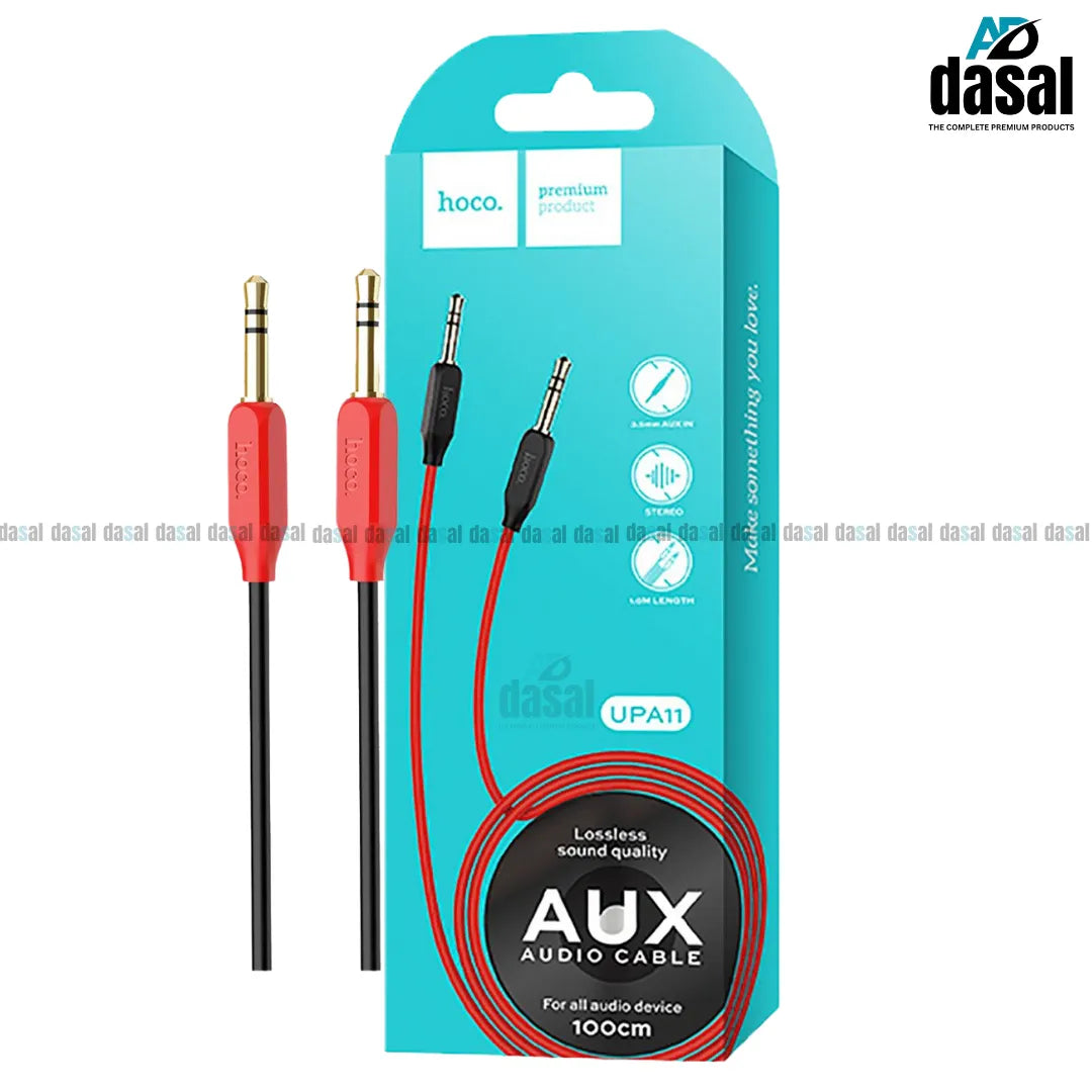 3.5Mm Aux Audio Silicon Cable 1Meter (3.5 Mm Male To Male 3Pin)_Hoco Upa11