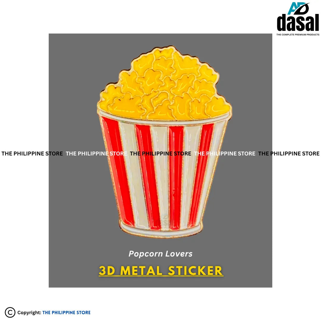 3D Metal Sticker- Popcorn Lovers