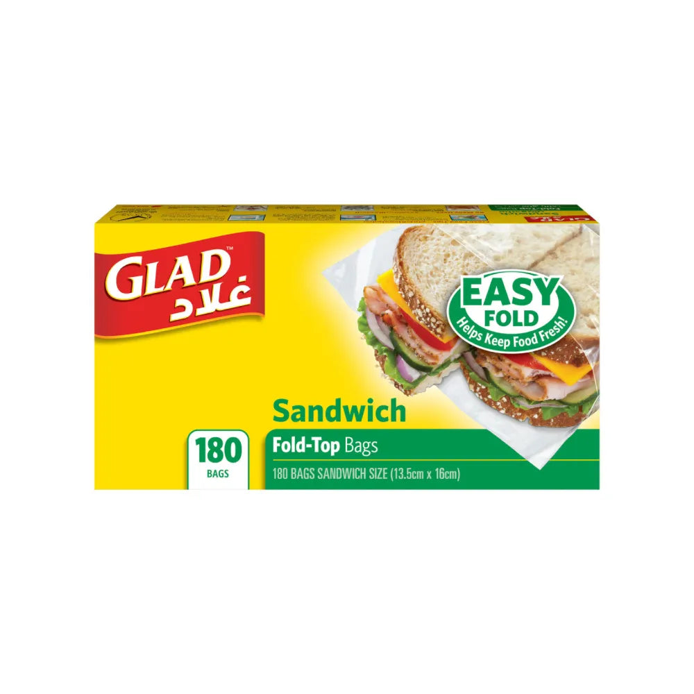 Glad Sandwich Fold Top Bags 13.5cm X 16cm 180's
