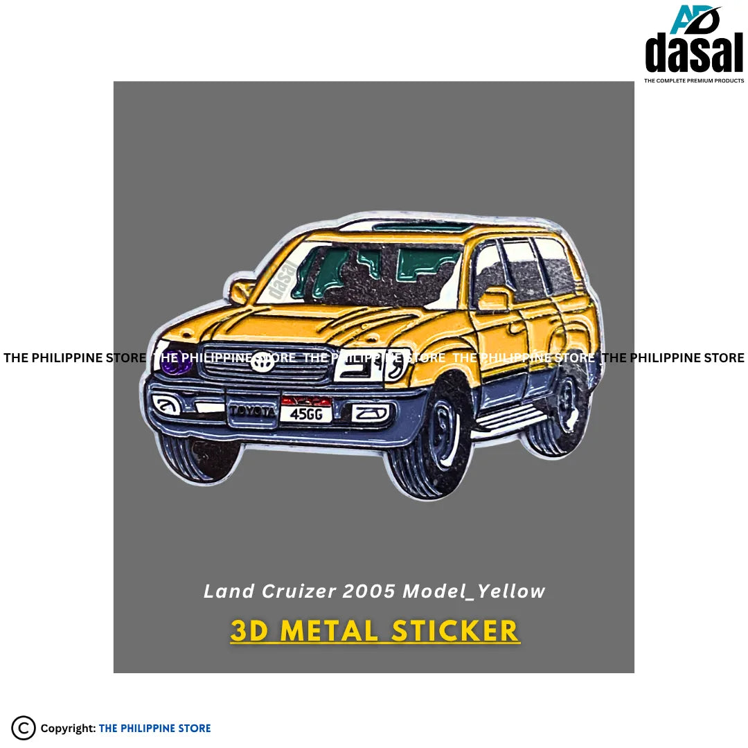 3D Metal Sticker- Land Cruizer 2005 Model_Yellow