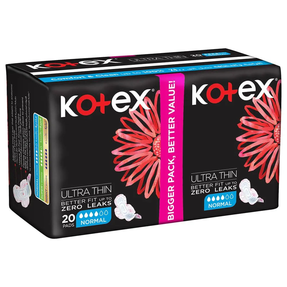 Kotex Ultra Thin Normal Size Sanitary Pads With Wings, 20 Pads