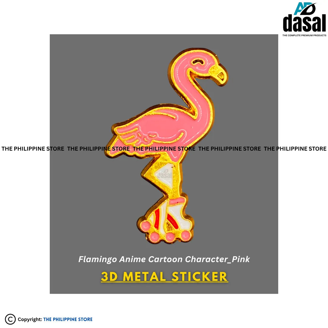3D Metal Sticker- Flamingo Anime Cartoon Character_Pink