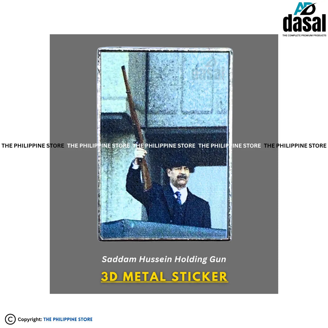 3D Metal Sticker- Saddam Hussein Holding Gun