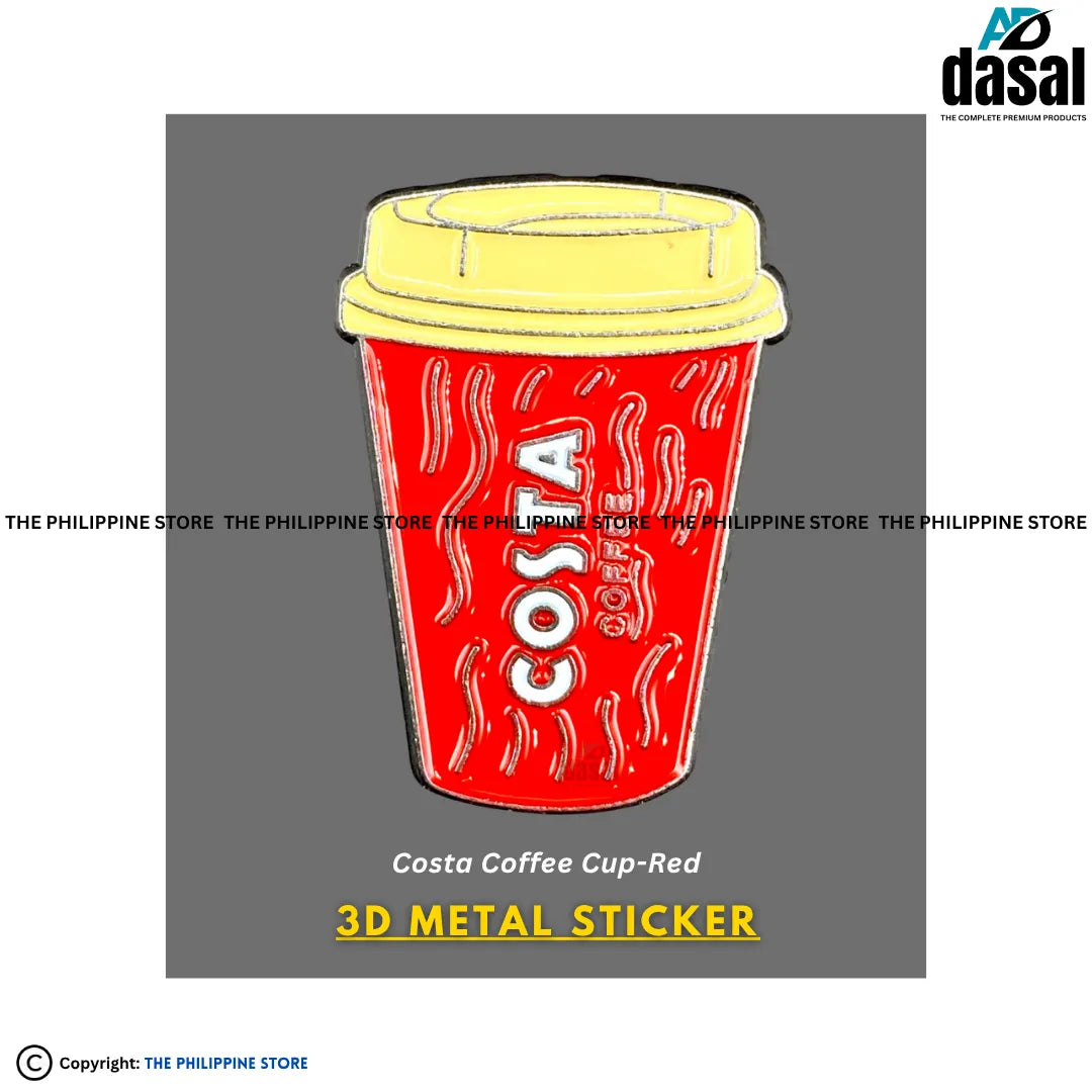 3D Metal Sticker- Costa Coffee Cup-Red