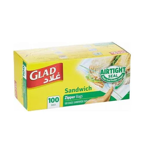 Glad Zipper Food Storage Sandwich Bags 14.4cm X 16.5cm - 100's