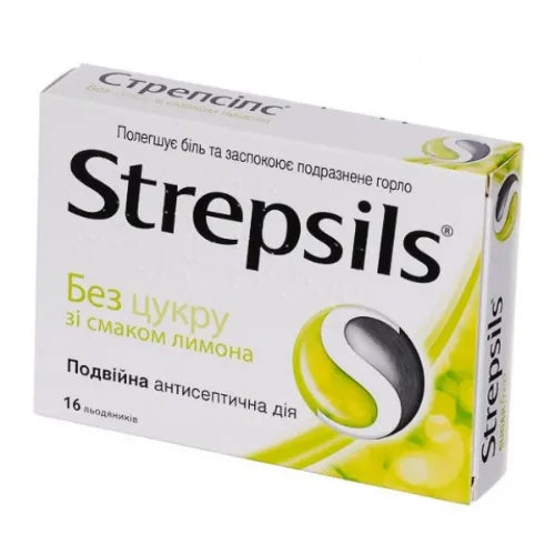 Strepsils Lemon Sugar Free Sore Throat Relief Lozenges, 16 Lozenges