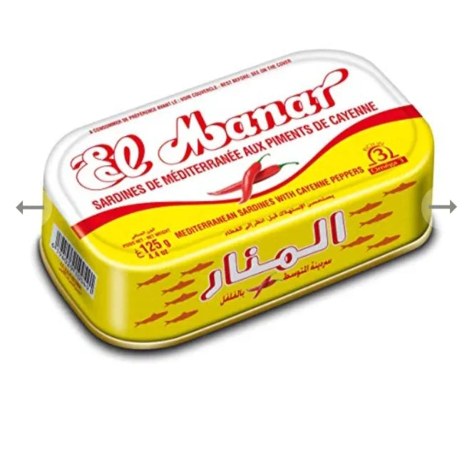 El Manar Mediterranean Sardines with Cayenne Peppers 125g