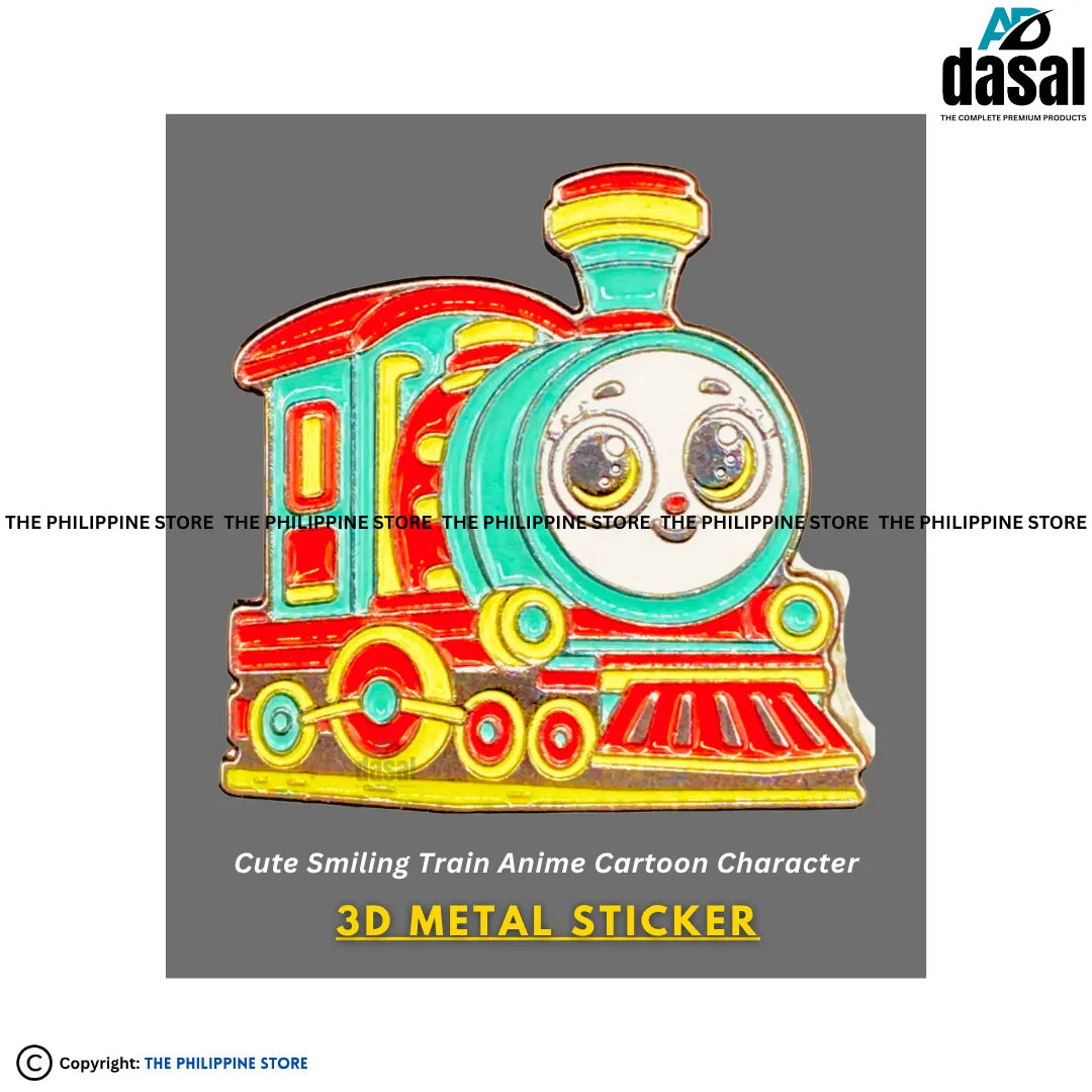 3D Metal Sticker- Cute Smiling Train Anime Cartoon Character