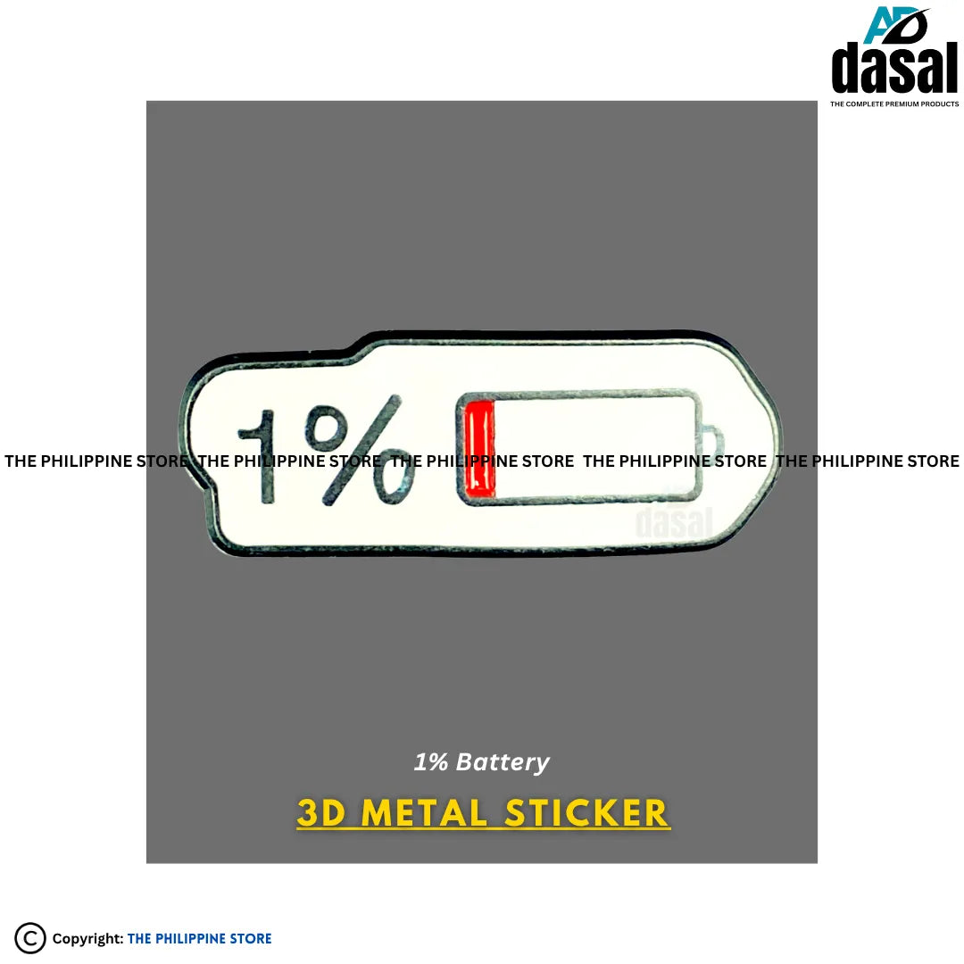 3D Metal Sticker- 1% Battery