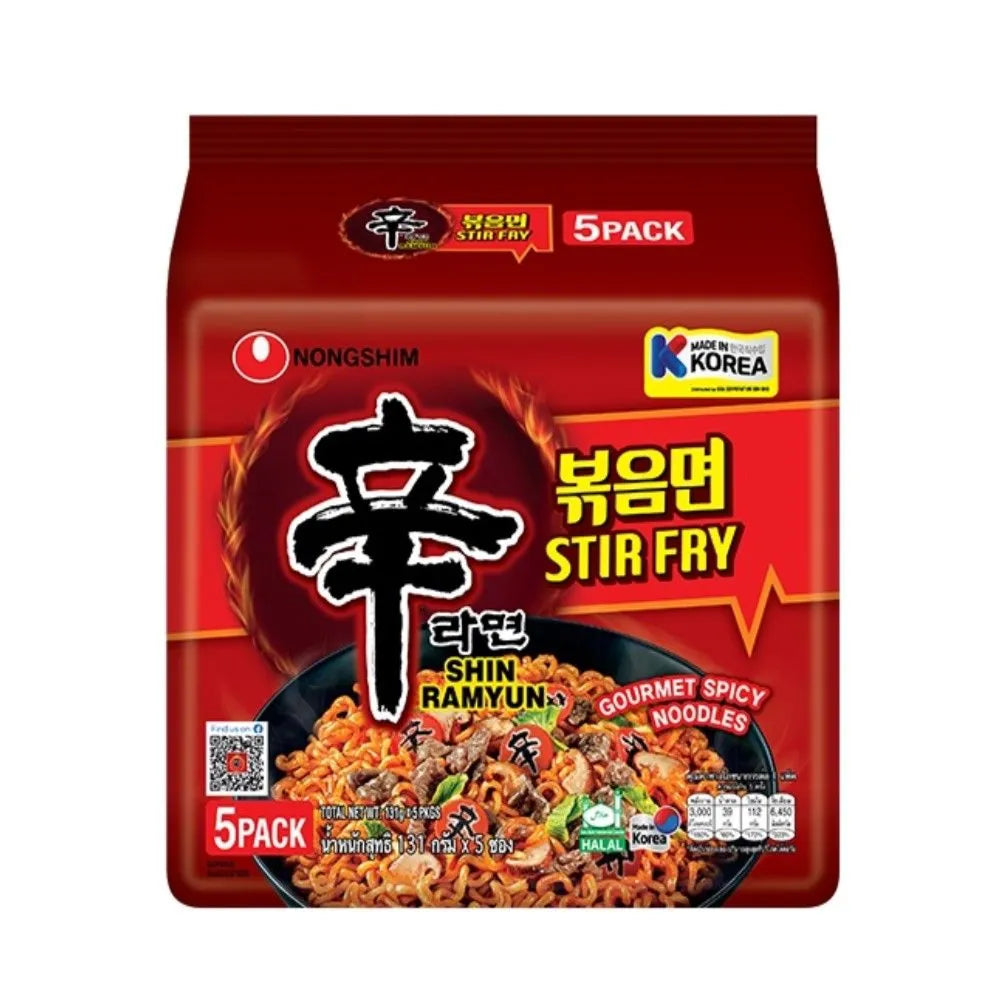 Nongshim Shin Gourmet Spicy Ramyun Stir Fry Noodles Pack, 5x131g