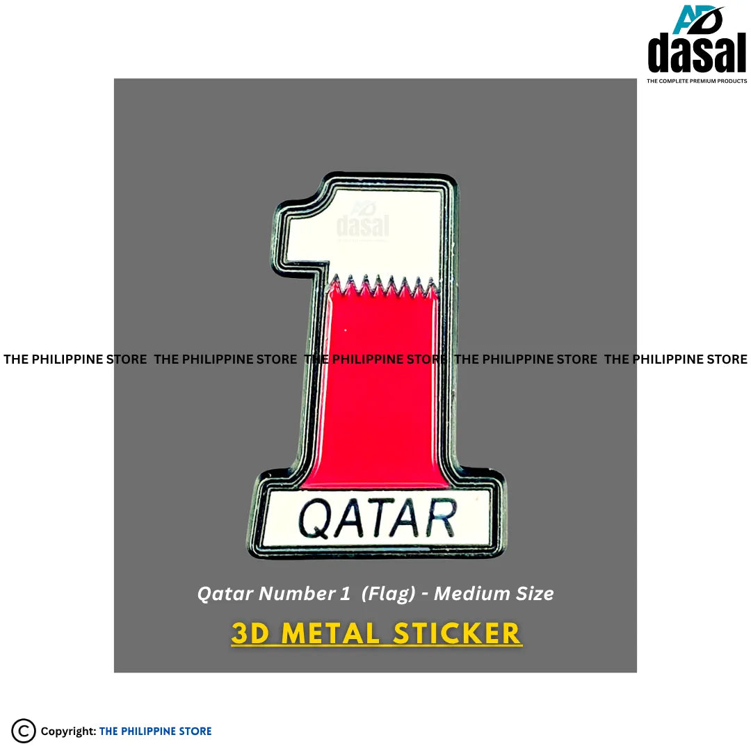 3D Metal Sticker- Qatar Number 1 (Flag) - Medium Size