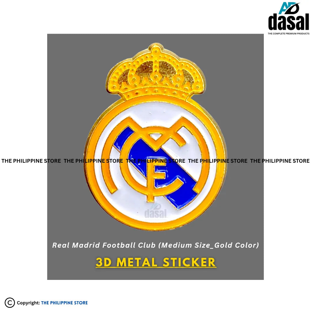 3D Metal Sticker- Real Madrid Football Club (Medium Size_Gold Color)