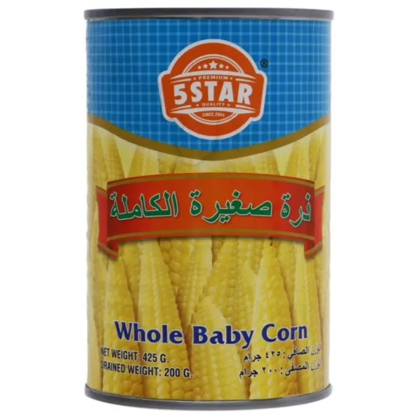 5 Star Whole Baby Corn 425g