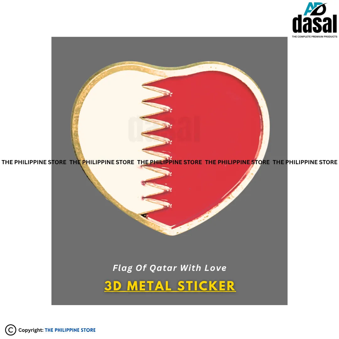 3D Metal Sticker- Flag Of Qatar With Love