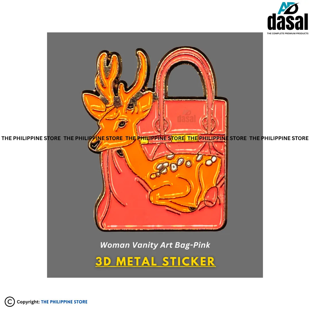 3D Metal Sticker- Woman Vanity Art Bag-Pink