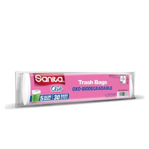 Sanita Club Biodegradable Trash Bags, 5 Gallons, 30 Bags