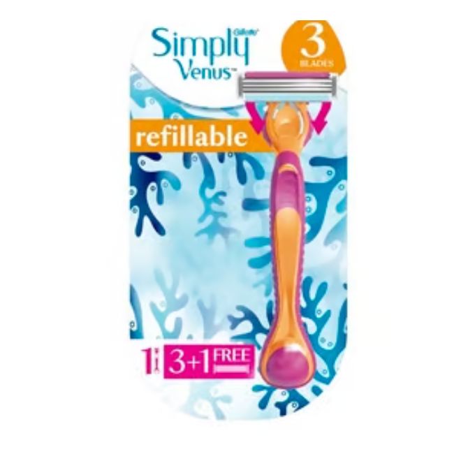 Gillette Venus 3In1 Refillable Women's Smooth Razor, 1 Handle With 4 Blade Refills Shaving & Hair Removal Pinoygrocers 