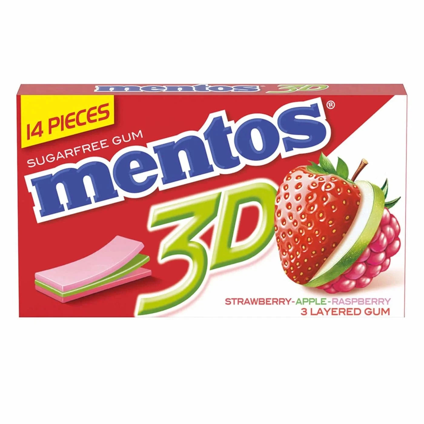 Mentos 3D Strawberry,Apple & Raspberry Sugar Free Gum 8.5gm Candy & Gum Pinoygrocers 