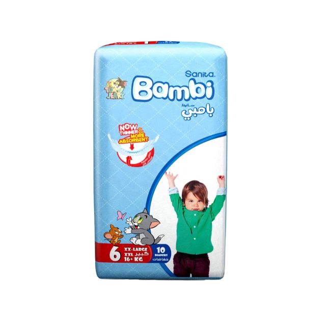 Sanita Bambi Baby Diapers Regular Pack, Size 6, XX-Large, 16+kg, 10 Count Tissues & Wipes Pinoygrocers 